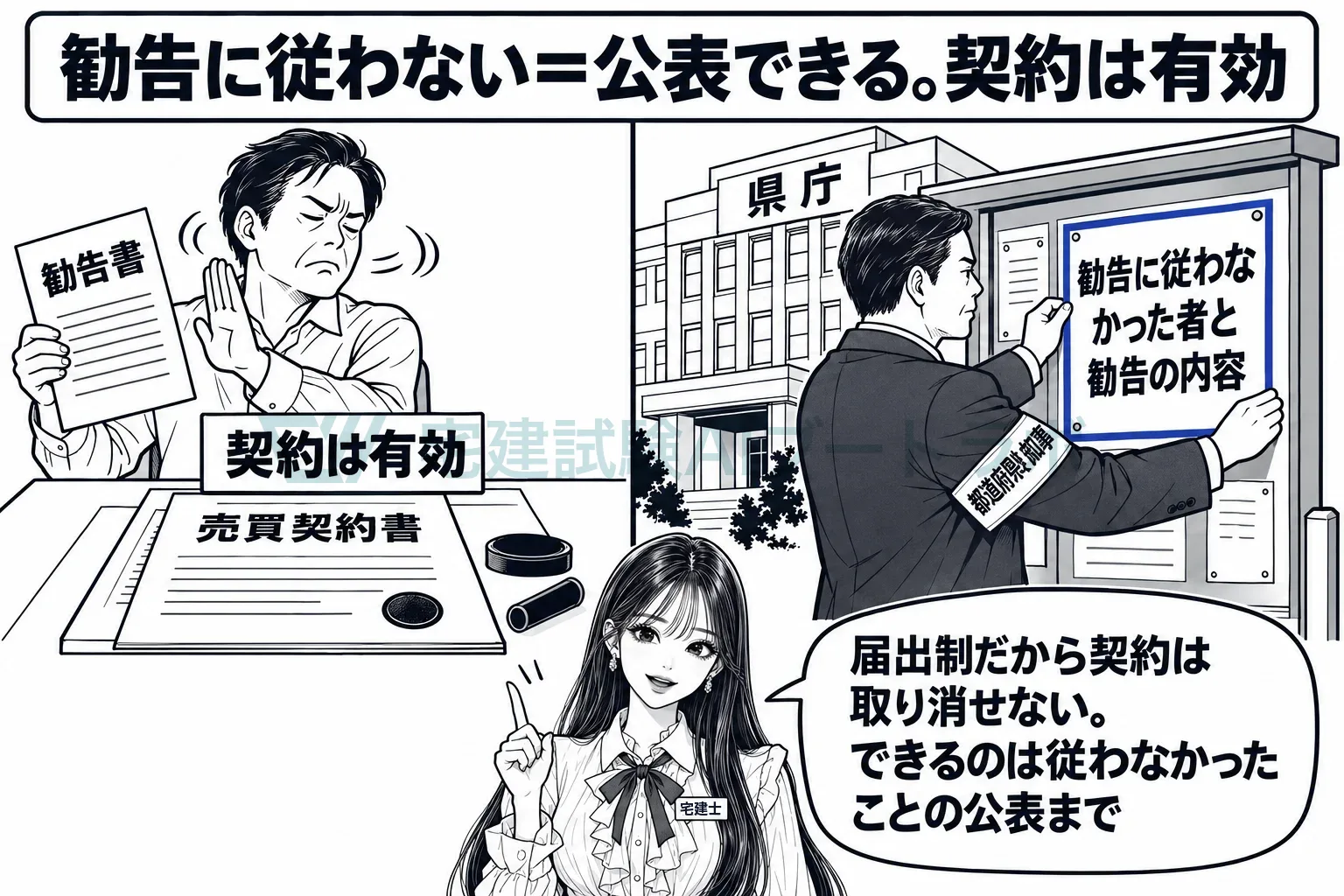 従わなくても契約は有効。知事にできるのは公表まで。