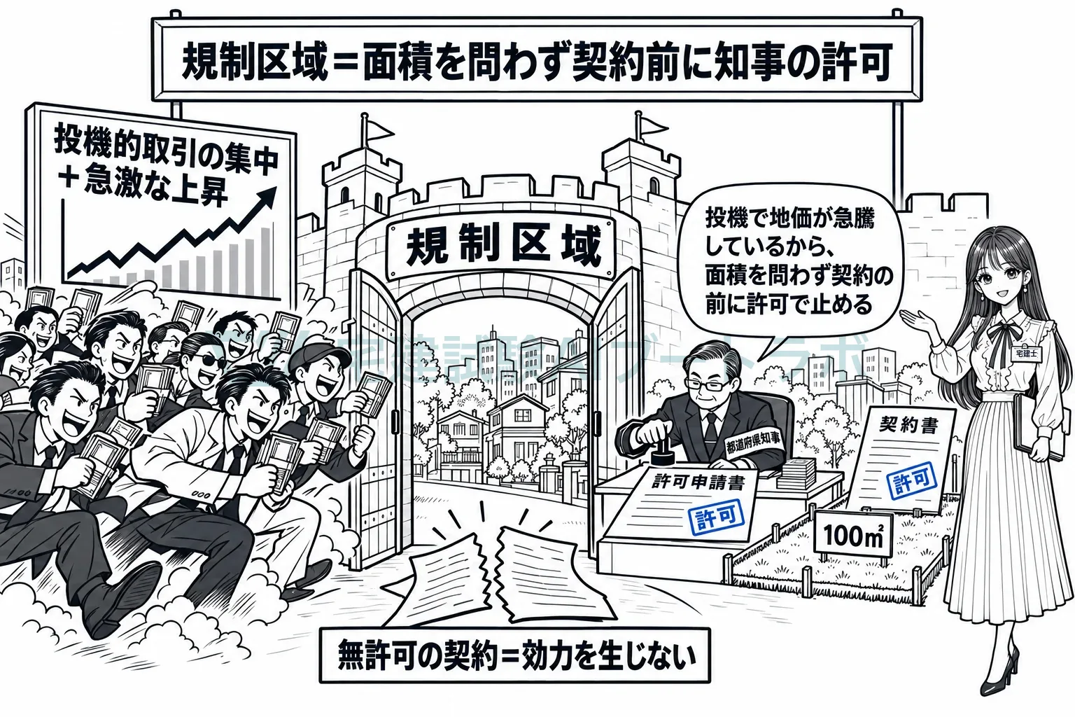 投機が集中する地域では、面積を問わず契約前に許可。