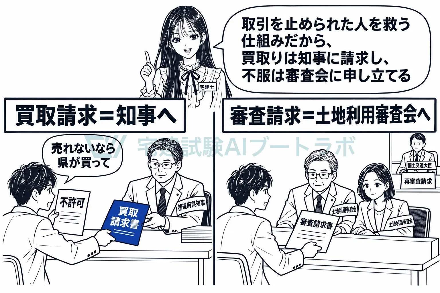 不許可なら知事に買取請求、不服は審査会へ。