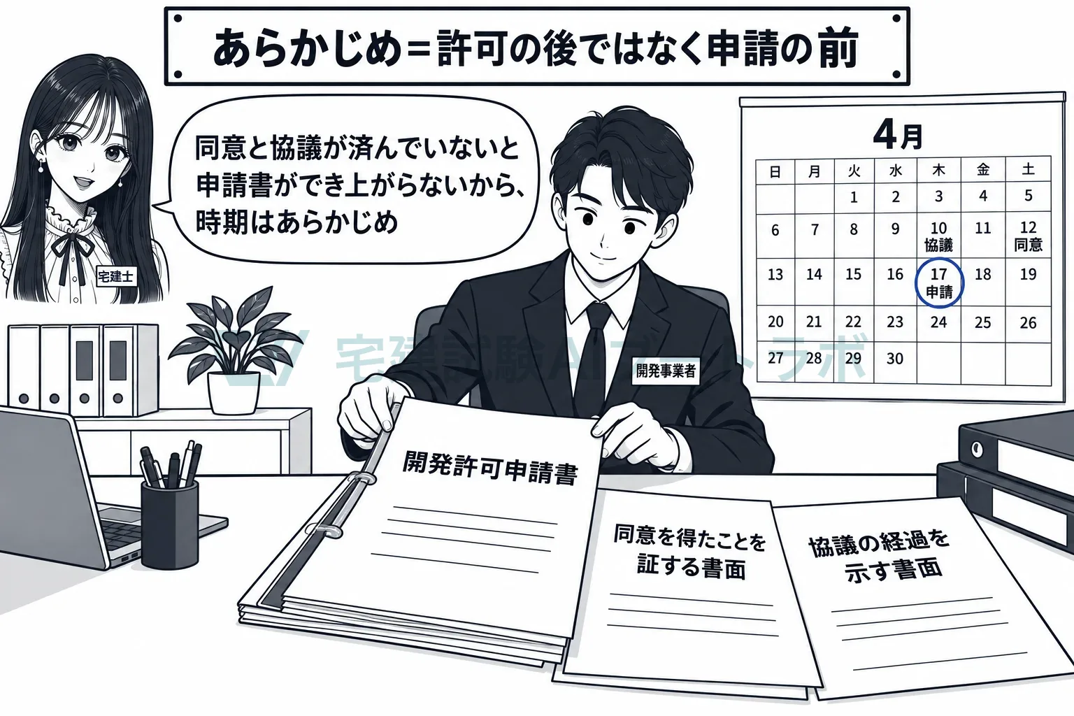 同意と協議が済んでいないと、申請書ができ上がらない。
