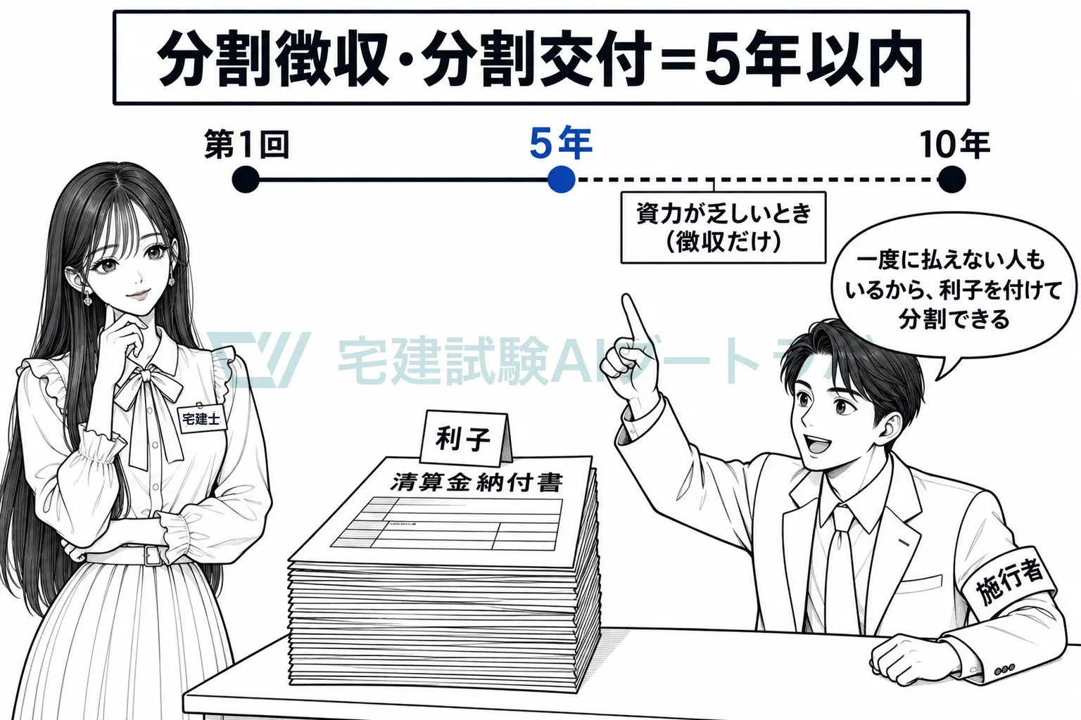 利子を付けて分割できる。完了は5年以内、資力が乏しければ徴収は10年以内。