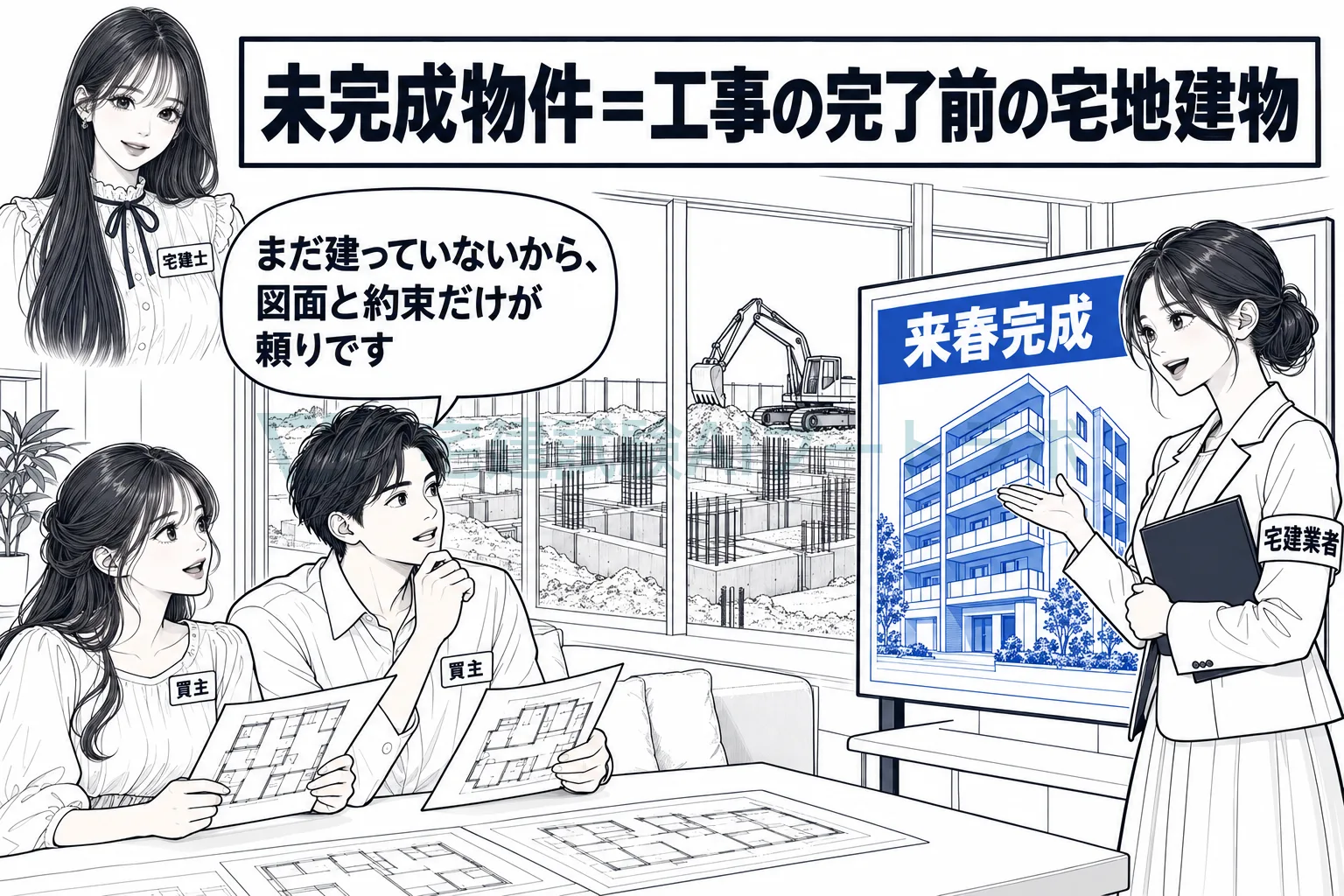 建物がまだ無いから、図面だけで買う人を守る決まりがある。