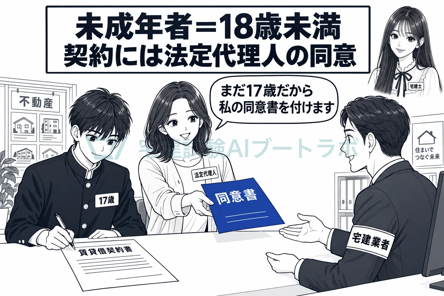 18歳になるまでは、契約に法定代理人の同意が要る。