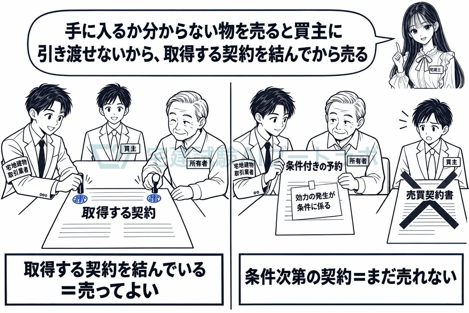 自分の物でない物件は、取得する契約を結んでから売る。