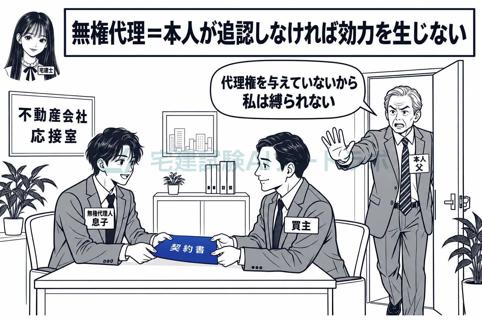 勝手に代理人を名乗った契約は、本人が追認しない限り本人を縛らない。