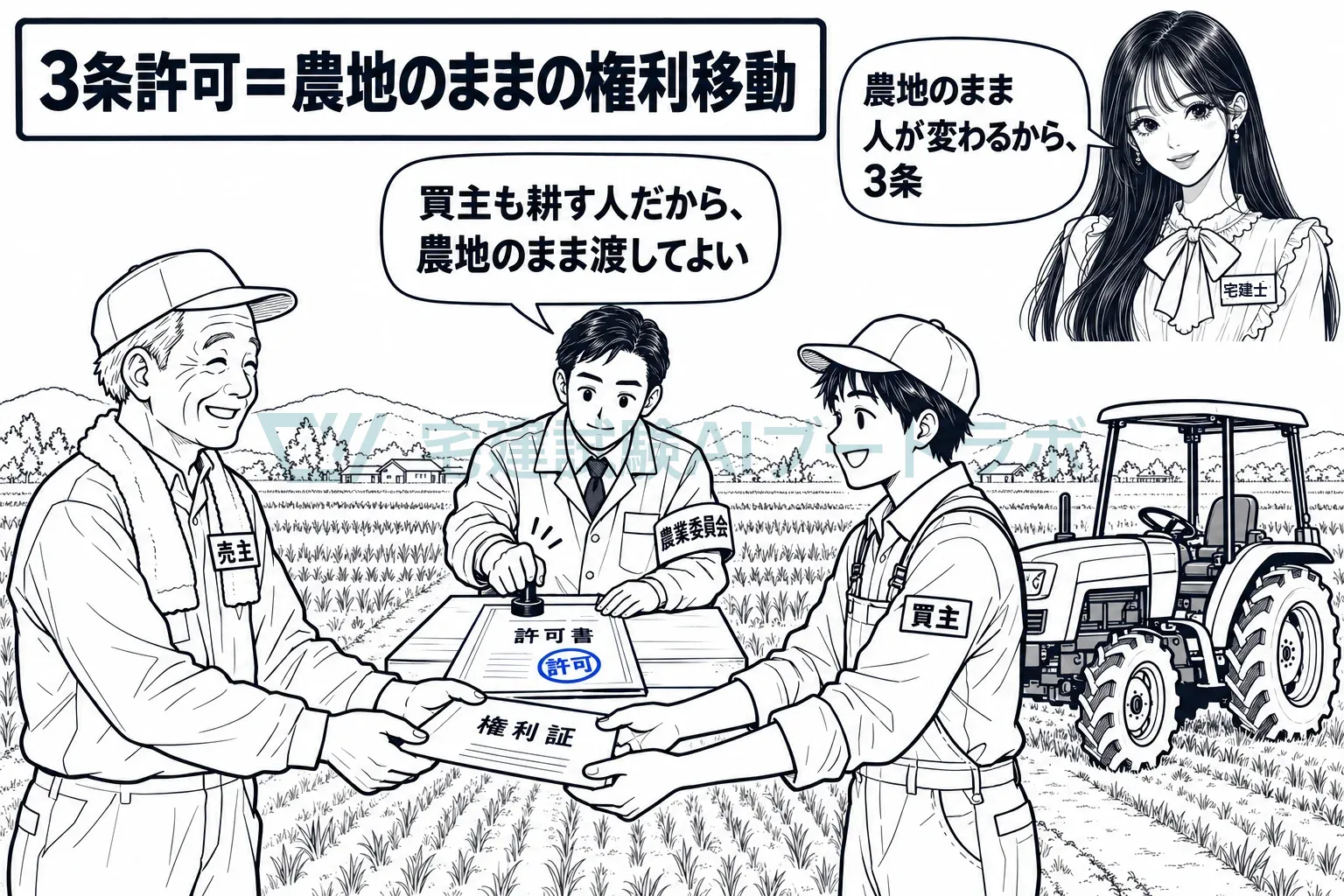 農地のまま人に渡すから、耕す人かどうかを農業委員会が見る。