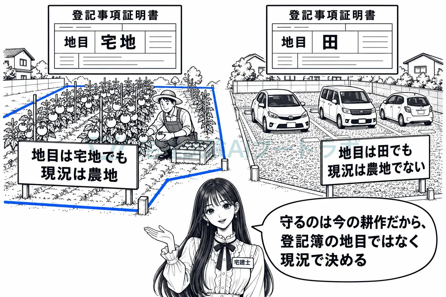 地目ではなく、今そこで耕作しているかで決まる。