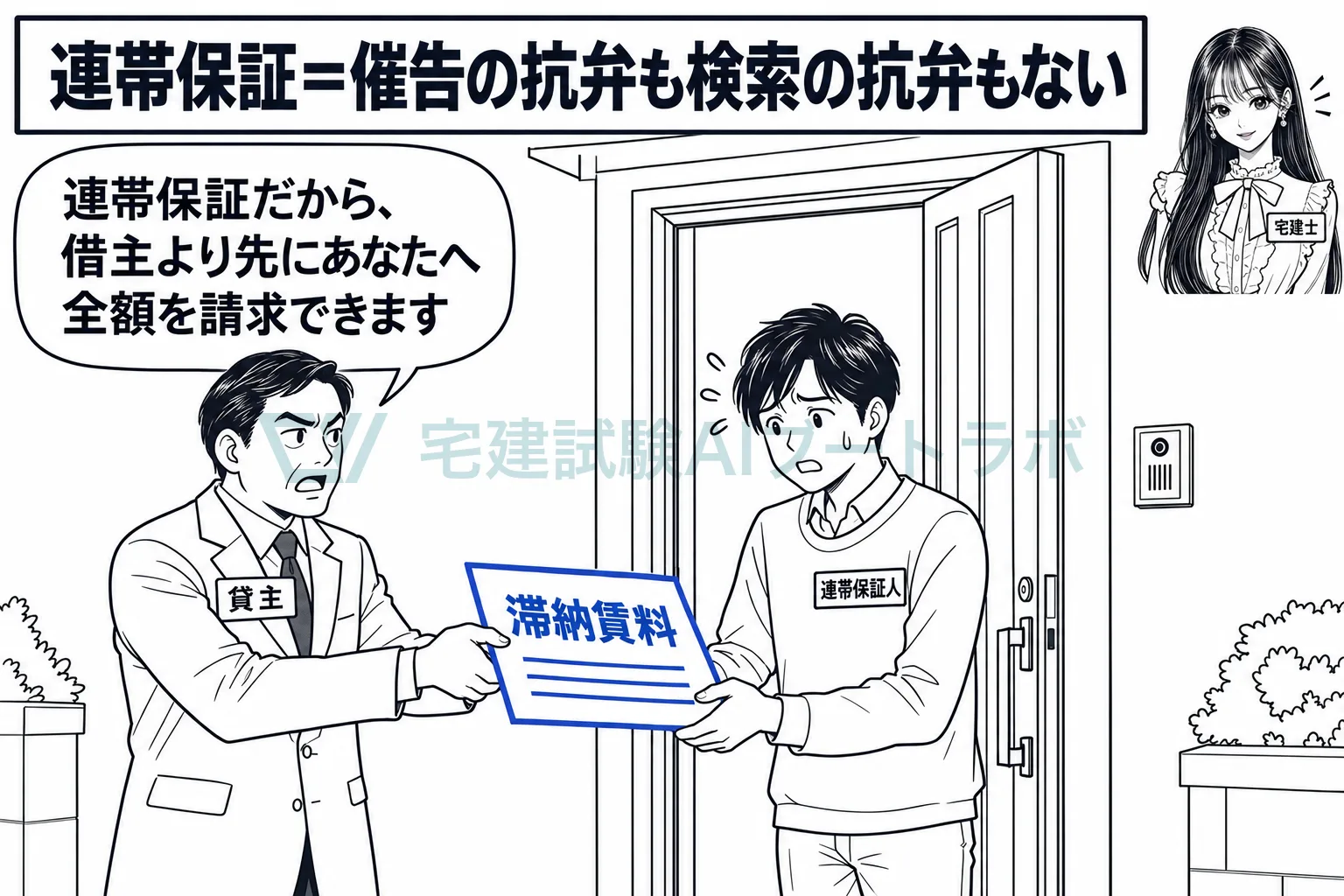 連帯保証人は、先に主たる債務者へ請求してくれとは言えない。