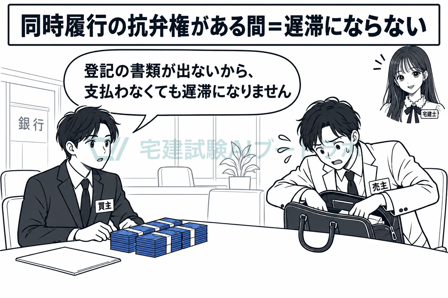 相手が書類を出さない間は、支払わなくても遅滞にならない。