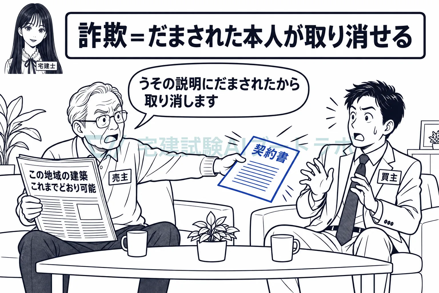 だまされてした意思表示は、だまされた本人が取り消せる。