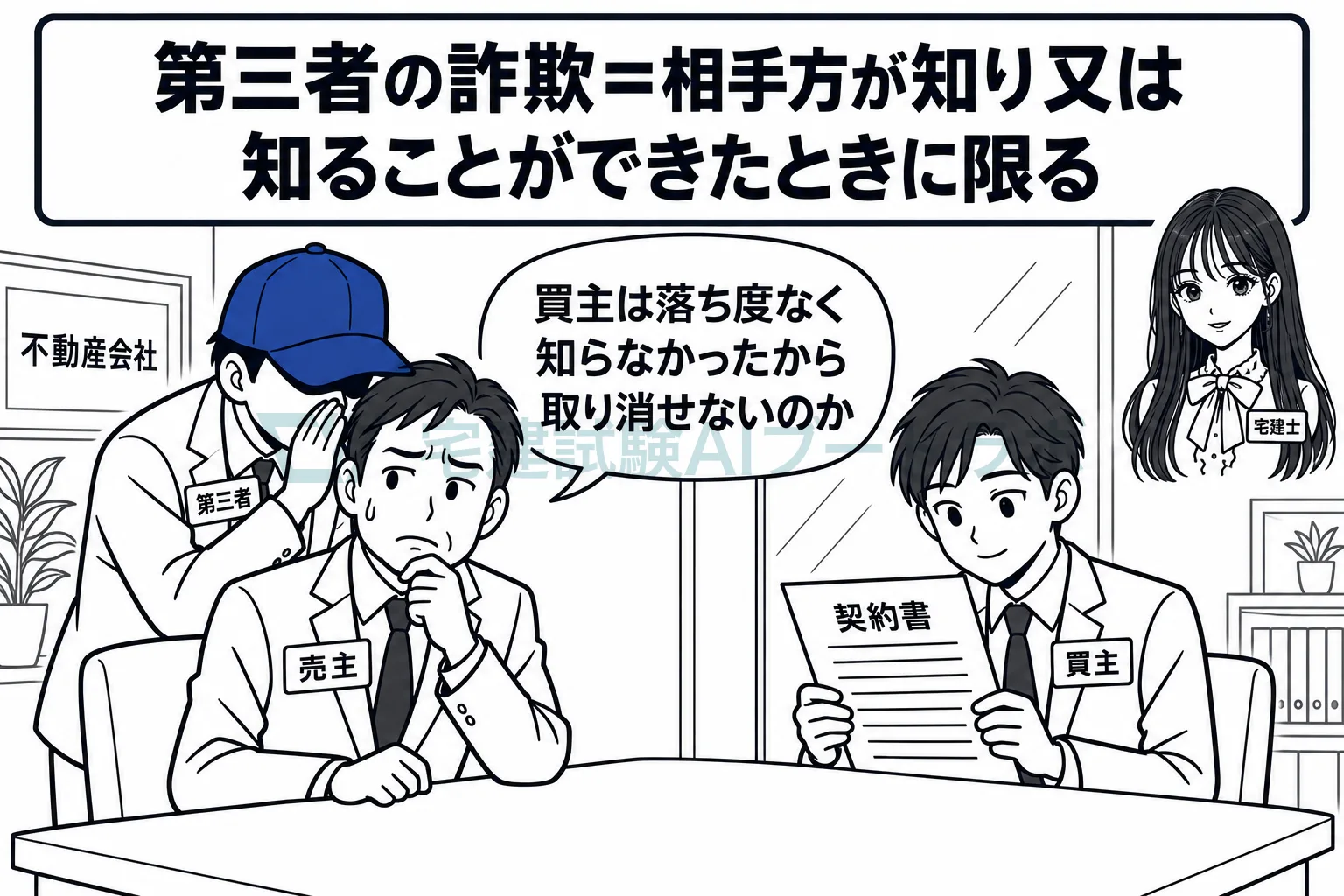 第三者にだまされたときは、相手方が知っていた場合などに限って取り消せる。