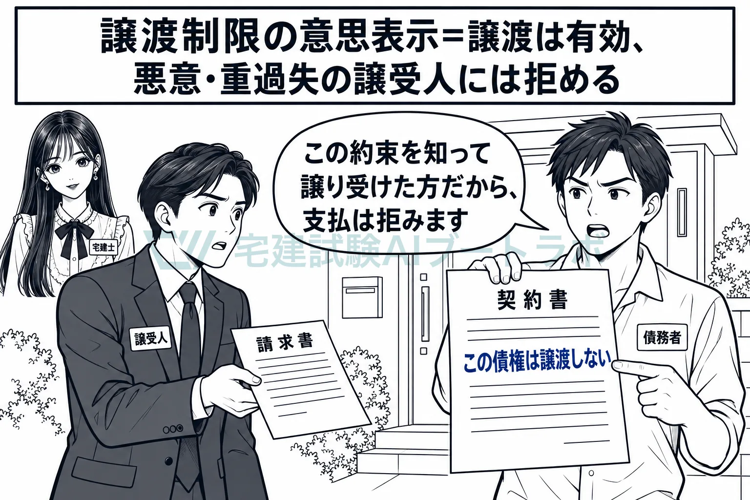 譲渡制限を知っていた譲受人には、債務者は支払を拒める。