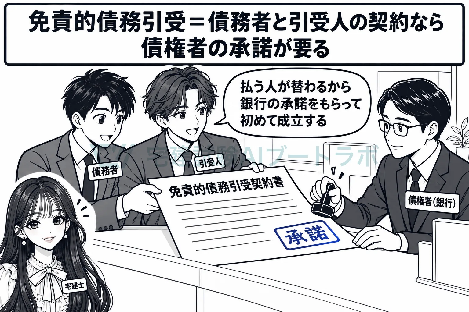 債務者と引受人で決めても、債権者が承諾しなければ成立しない。