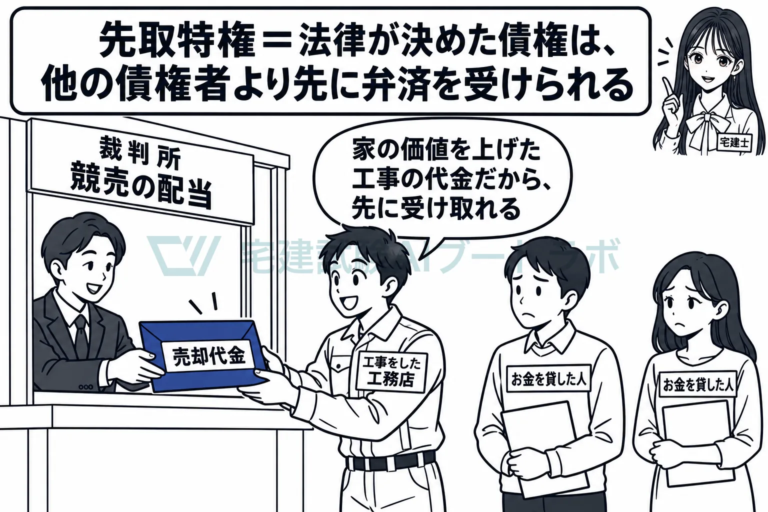 法律が決めた債権だから、契約がなくても他の債権者より先に弁済を受けられる。