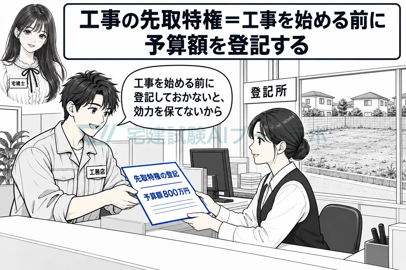 工事の先取特権は、工事を始める前に予算額を登記しておく。