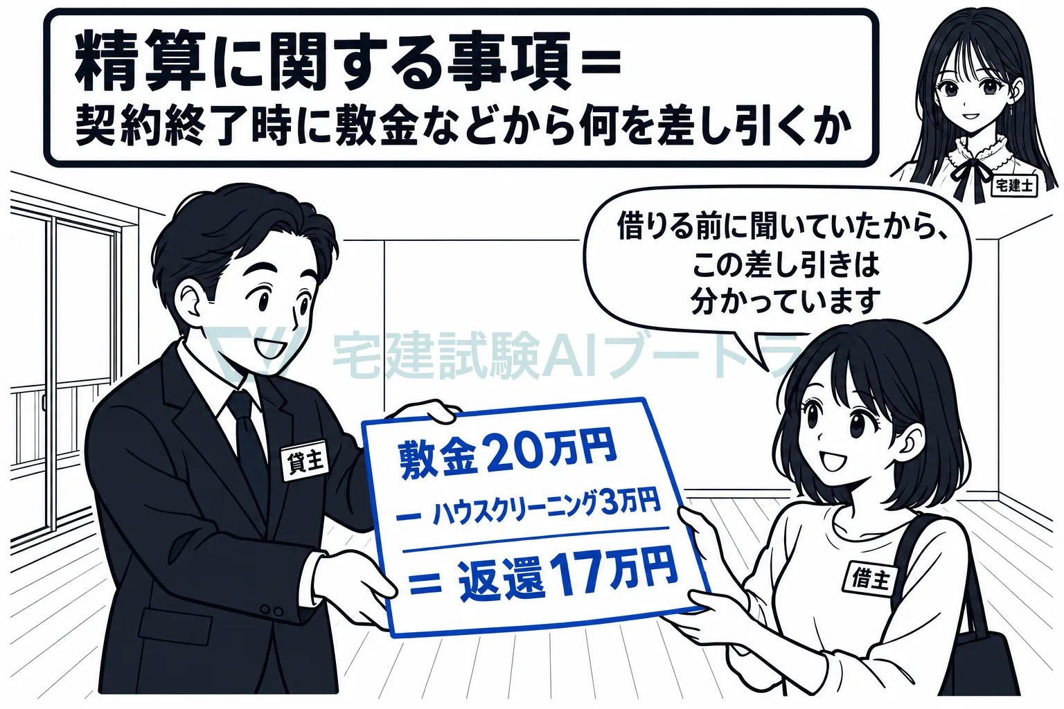 出ていくときに敷金から何を差し引くかを、借りる前に説明する。