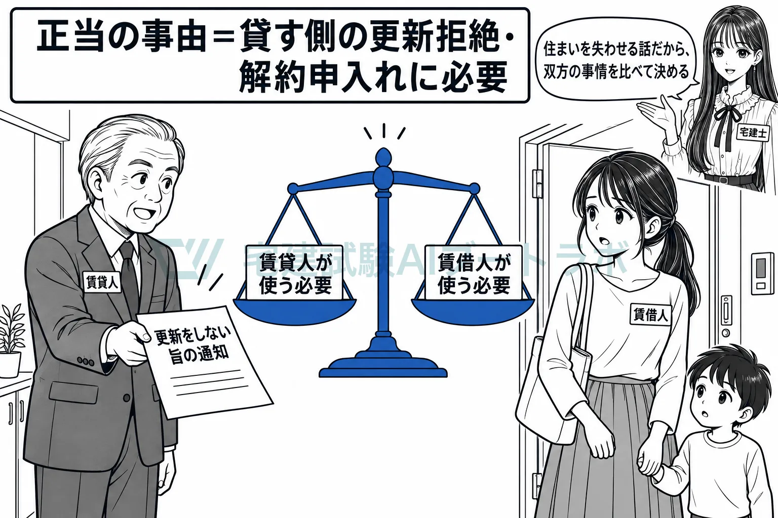 貸す側が返してもらうには、正当の事由が要る。