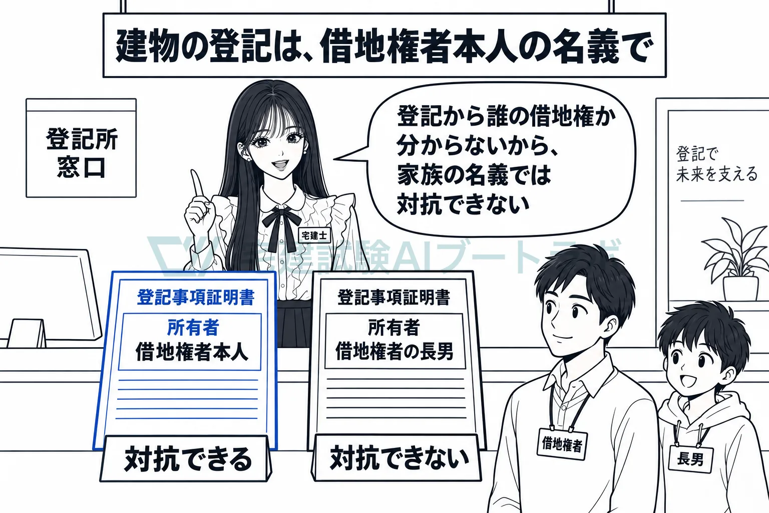 建物の登記が家族の名義では、借地権を対抗できない。
