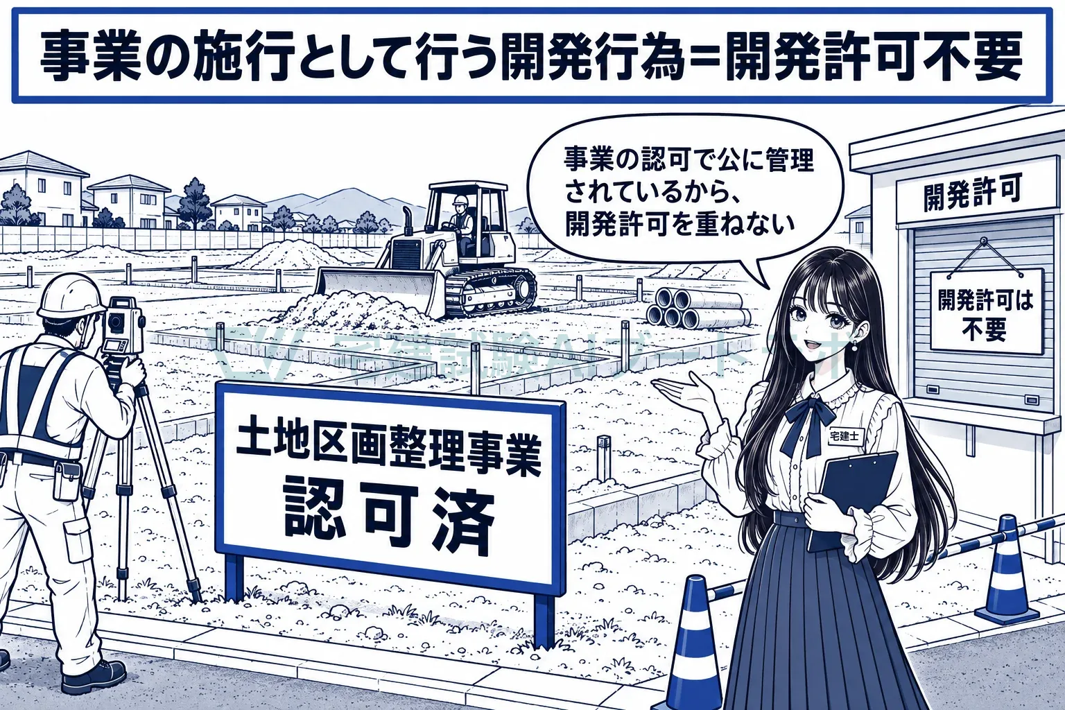 認可を受けた事業だから、開発許可を重ねない。