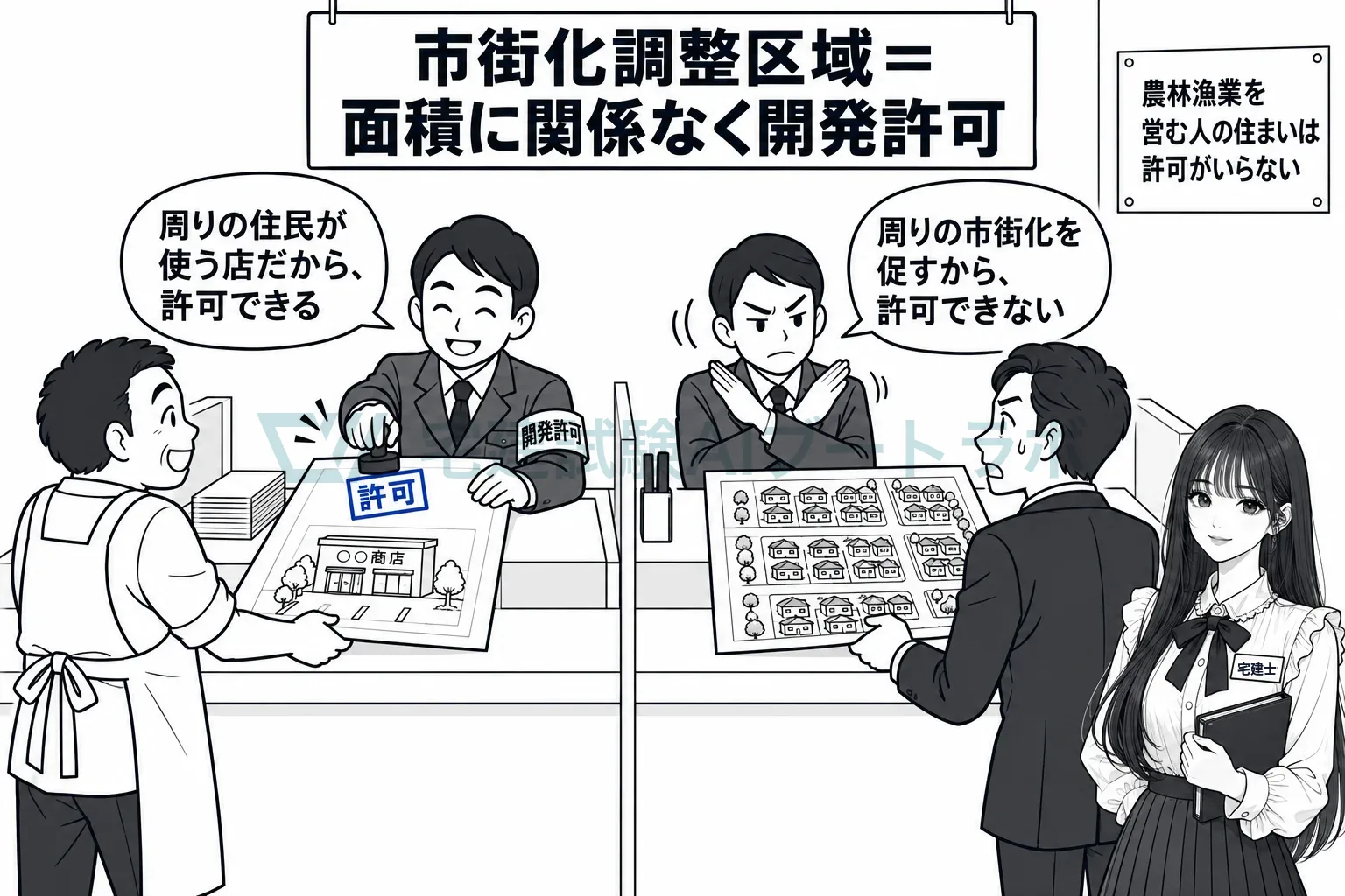 抑制であって禁止ではないから、許可を受けた建物は建つ。