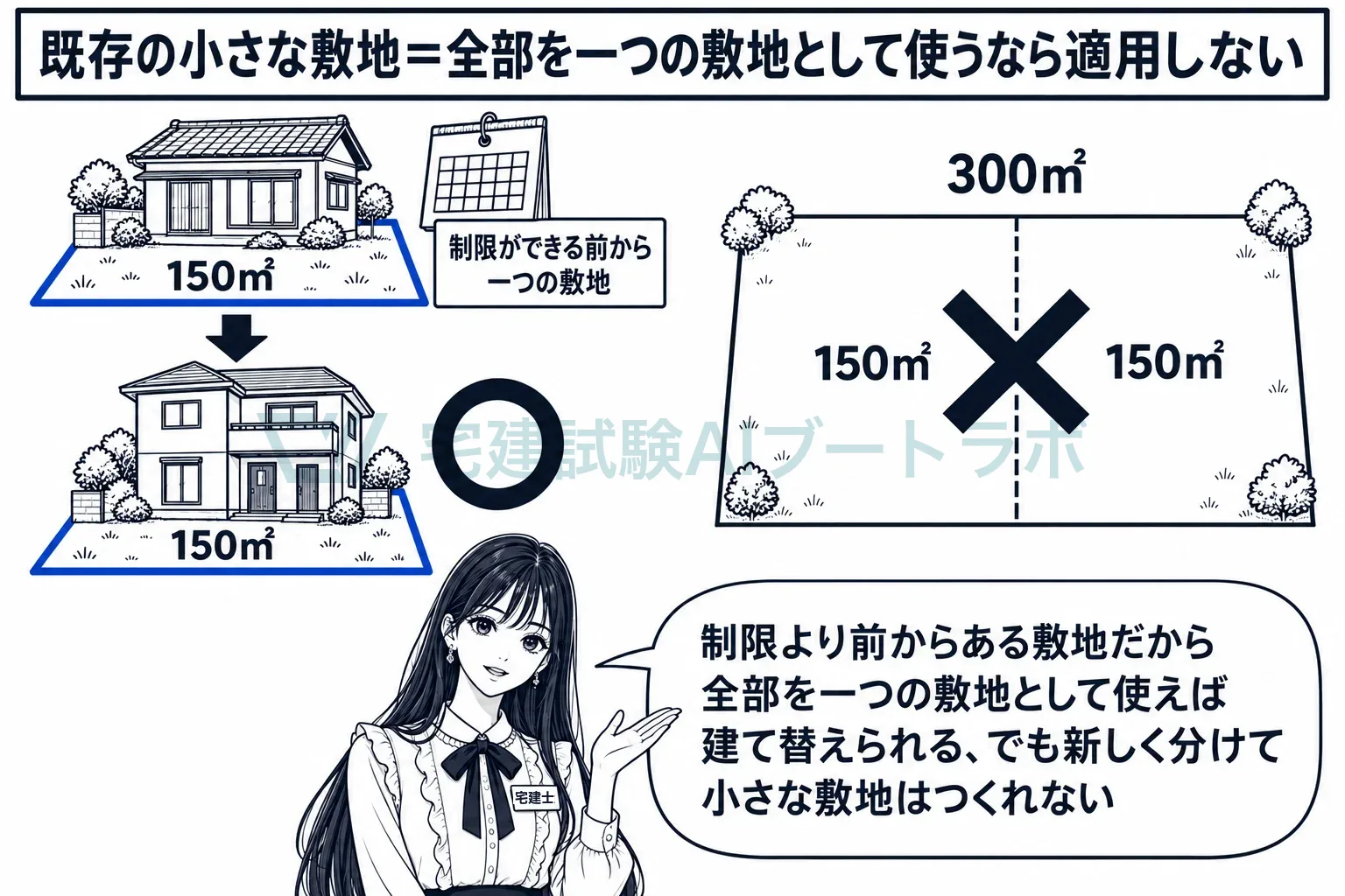 昔からの敷地は建て替えられる。分けて小さくはできない。