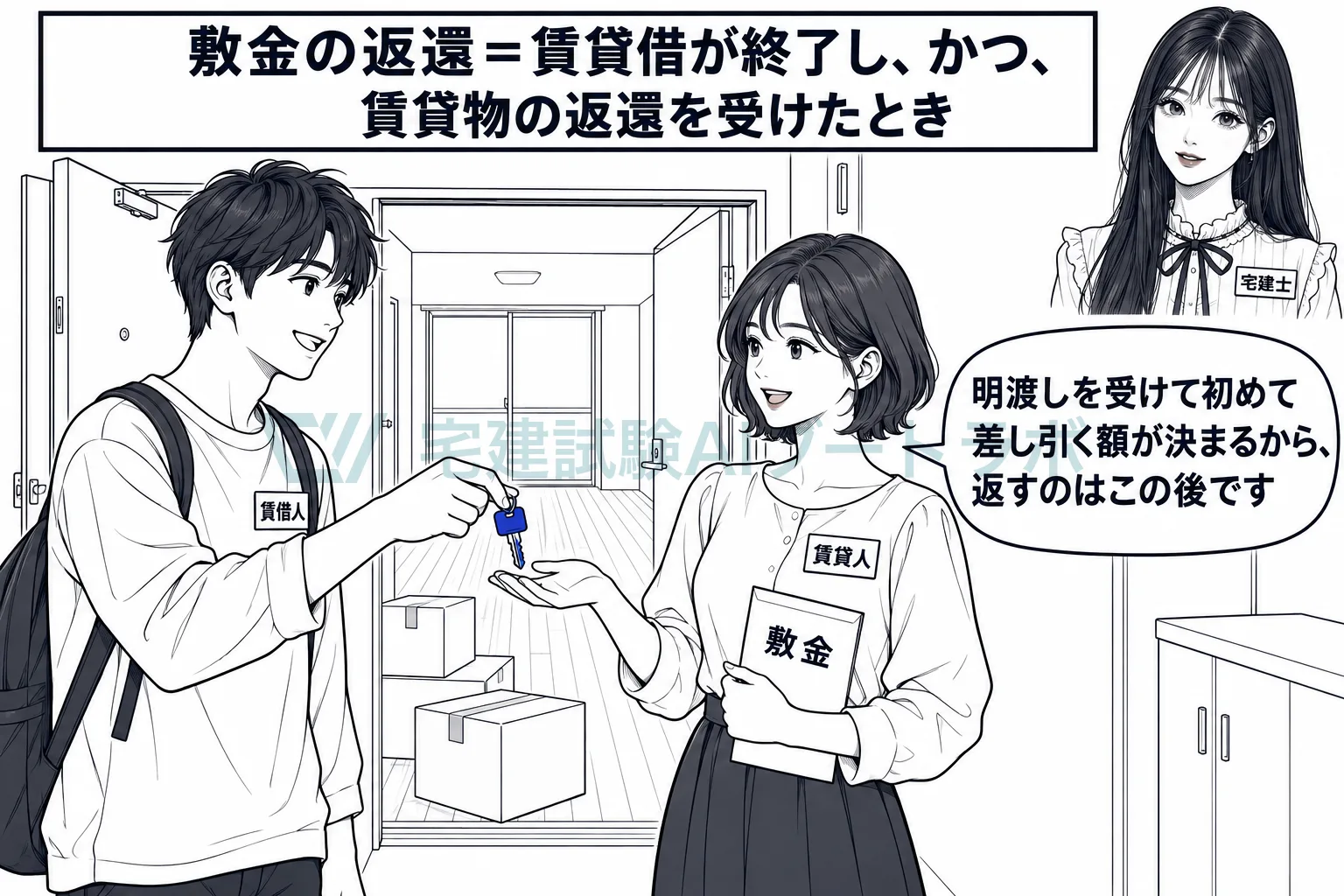先に部屋を明け渡し、その後で敷金の残りが返る。