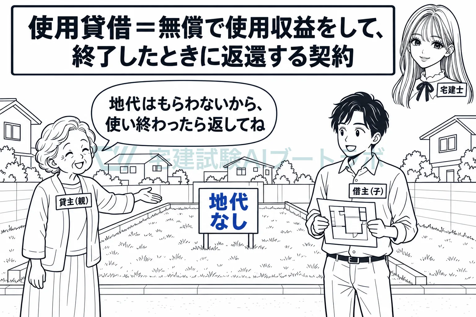 ただで借りて、終わったら返すのが使用貸借。