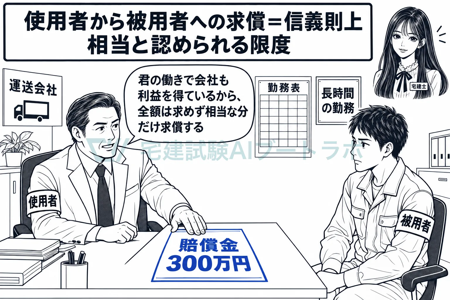 会社は従業員に求償できるが、全額とは限らない。
