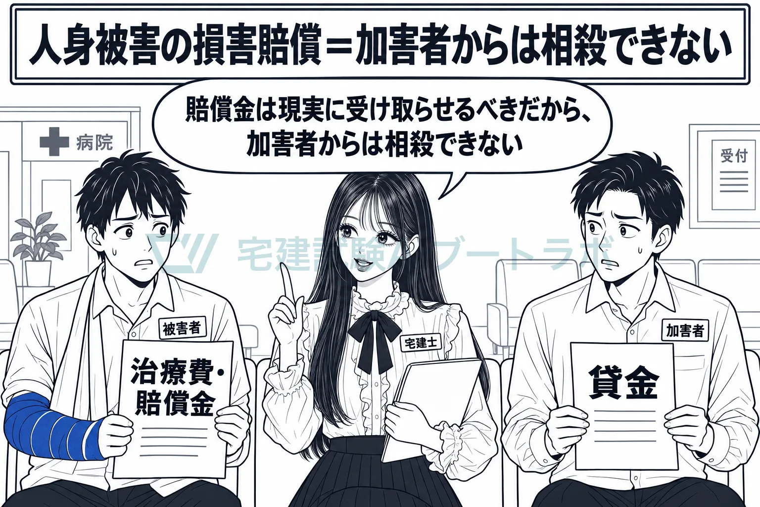 けがをさせた加害者の側からは、貸金があっても相殺できない。