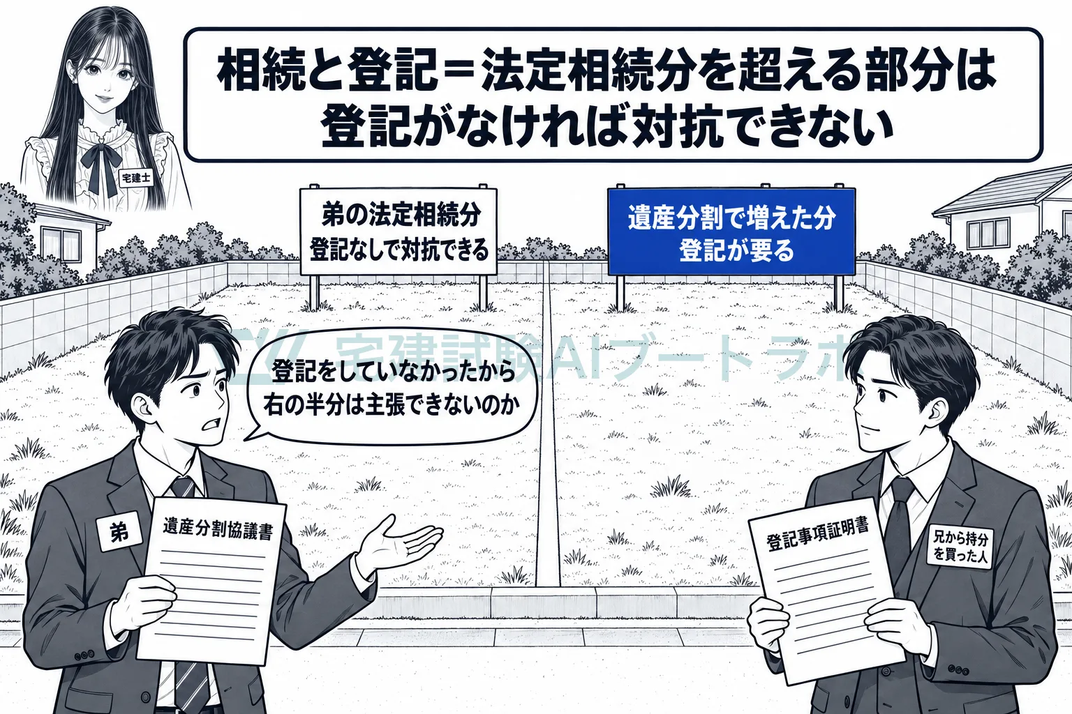 法定相続分までは登記なしで主張でき、超える部分は登記が要る。