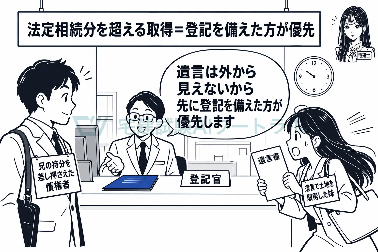 遺言や遺産分割の中身は外から見えないので、登記を見て買った人を守る。