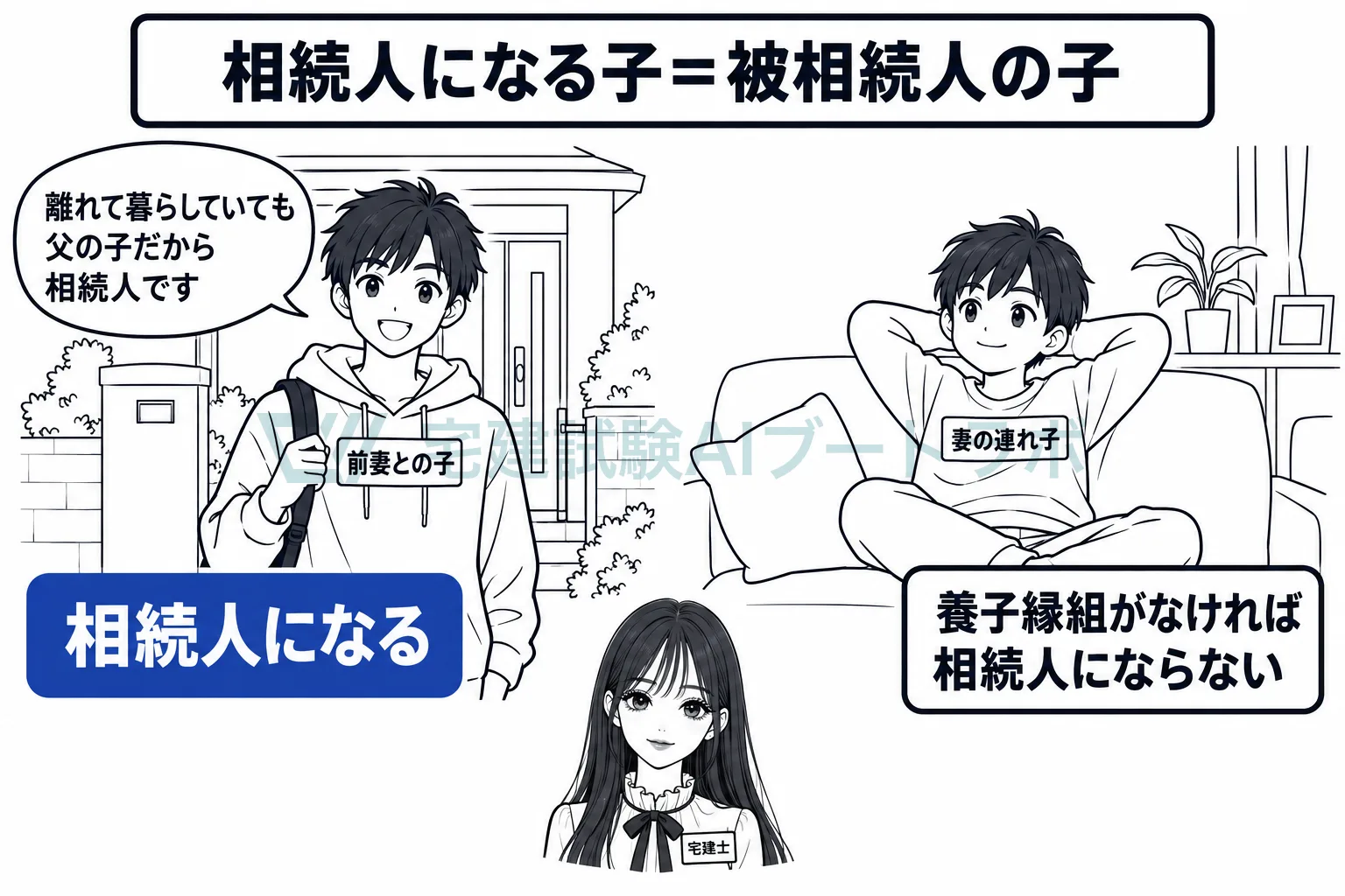 相続人になるのは被相続人の子。親権がなくても子は子、連れ子は子ではない。