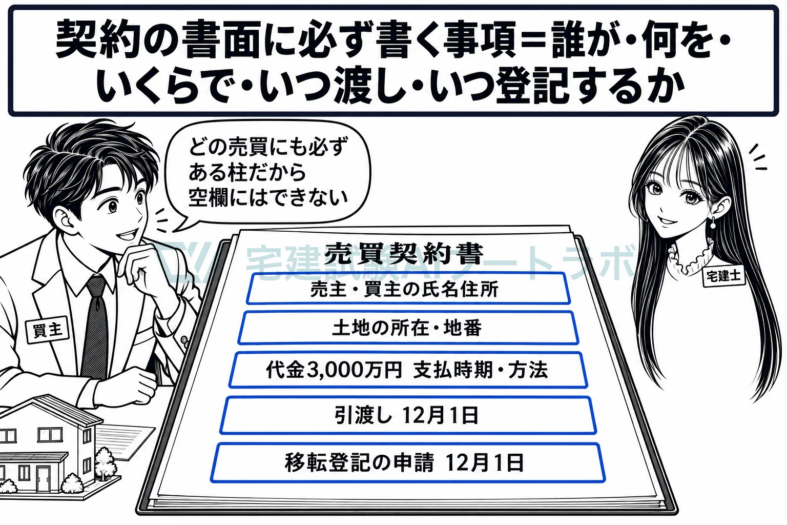 どの売買にも必ずある「誰が・何を・いくらで・いつ」を書面に残す。