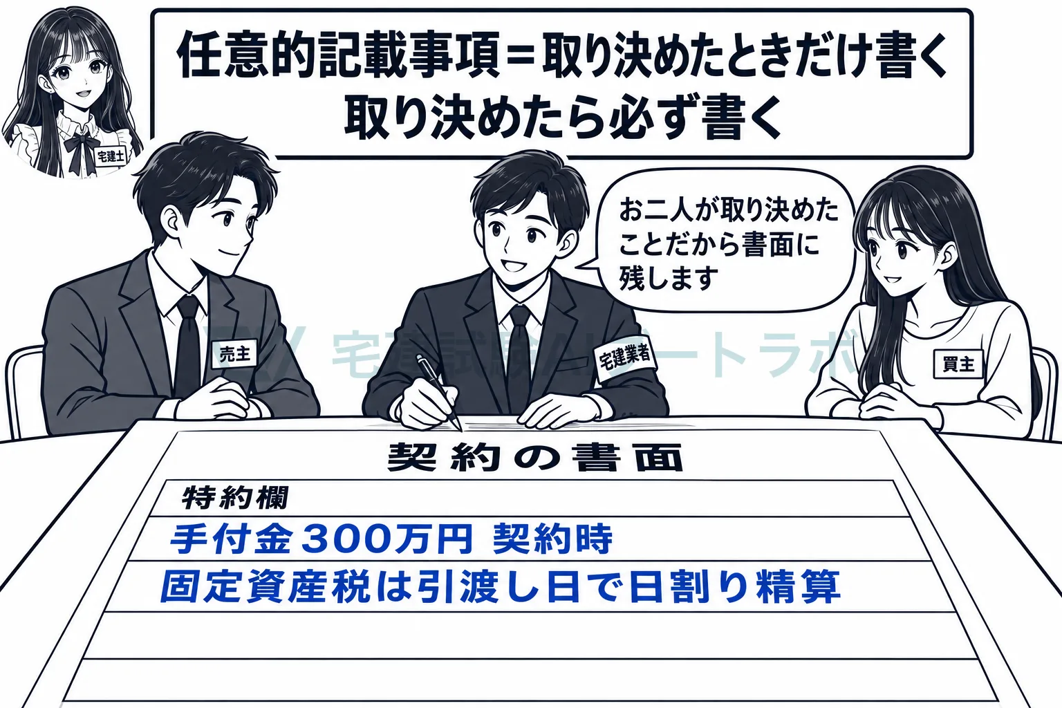 特に取り決めた約束は、取り決めたときに書面に書く。