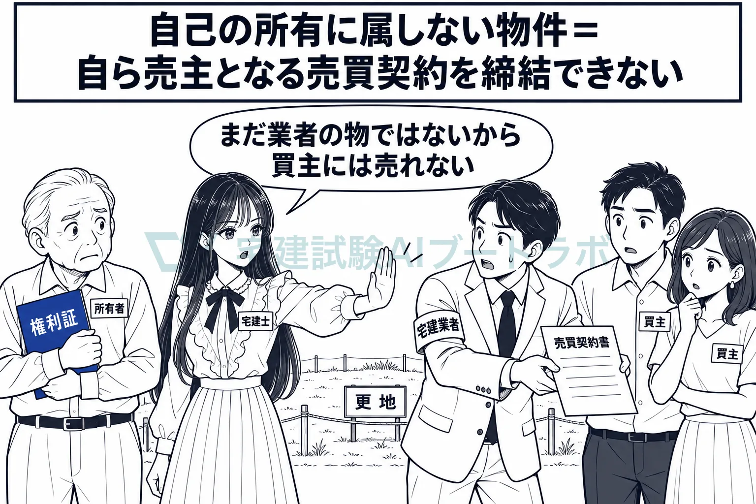 他人の土地は、取得する契約を結んでからでないと売れない。