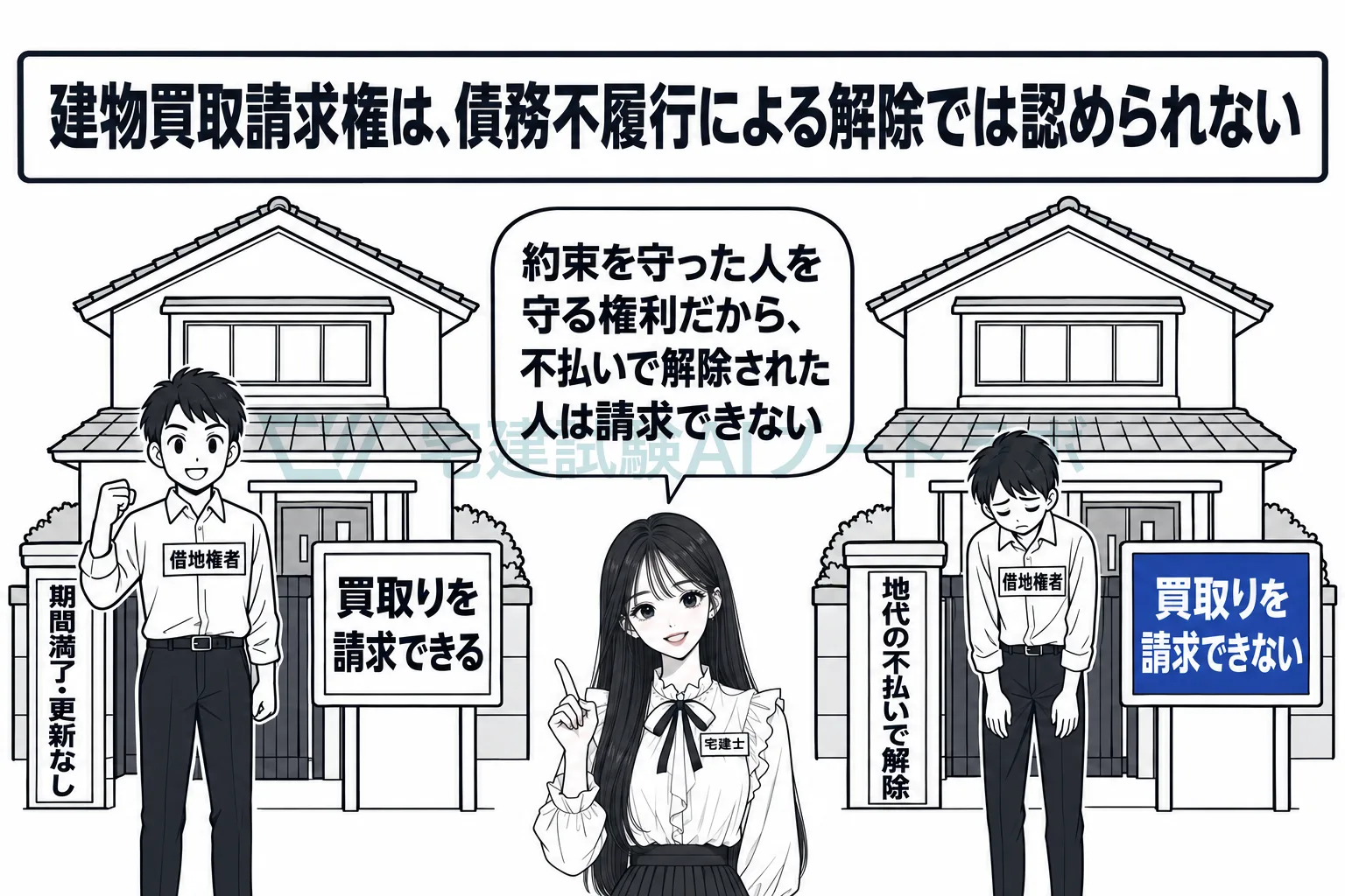 地代の不払いで解除されたときは、買取りを請求できない。