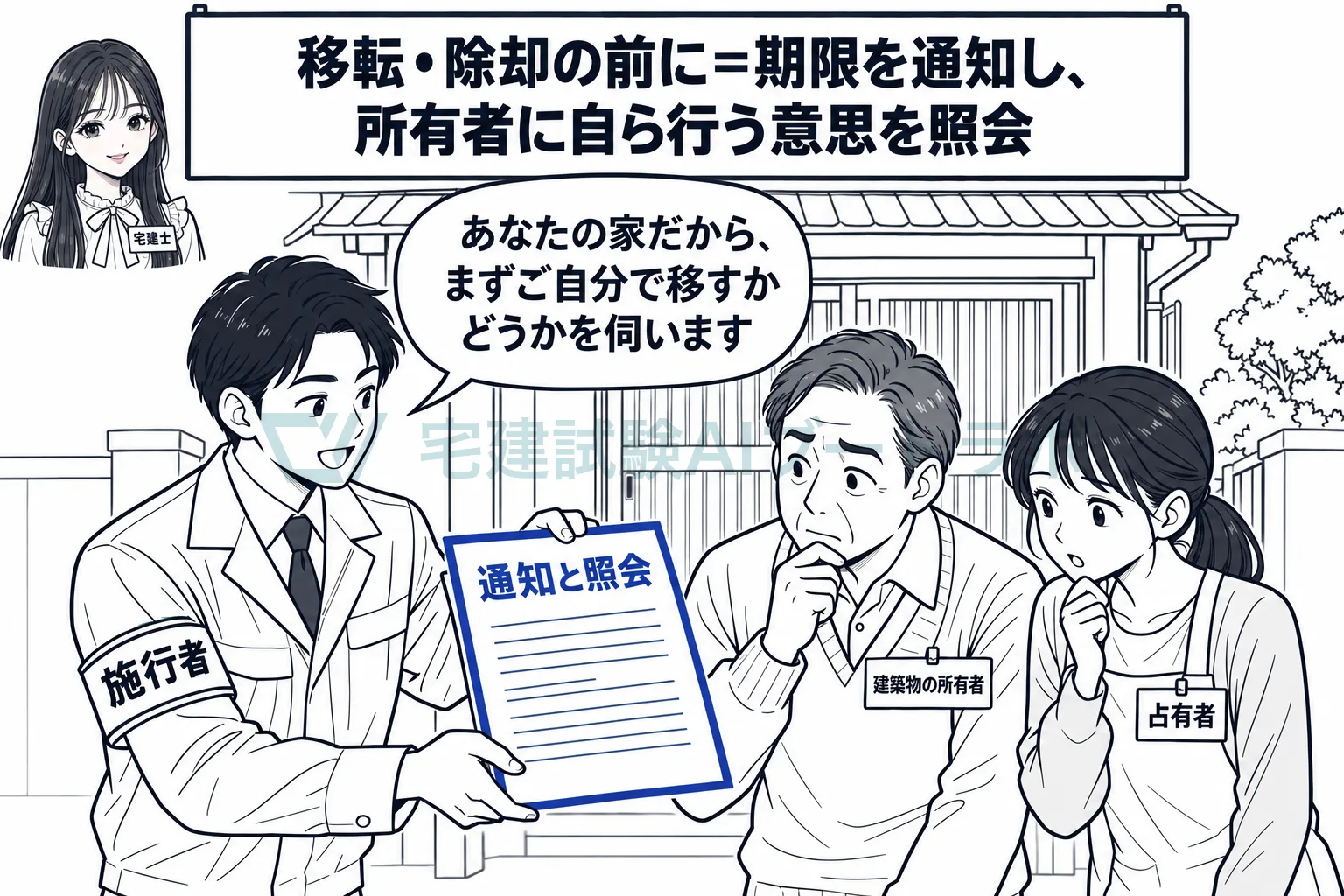 まず期限を知らせ、自分で移すかどうかを所有者に尋ねる。