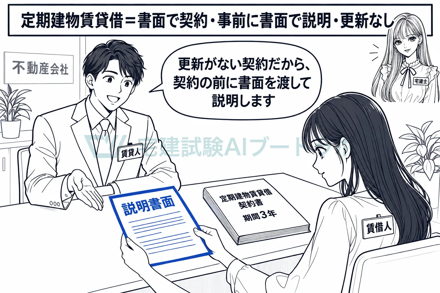 書面で契約し、事前に書面で説明すれば、更新のない賃貸借になる。