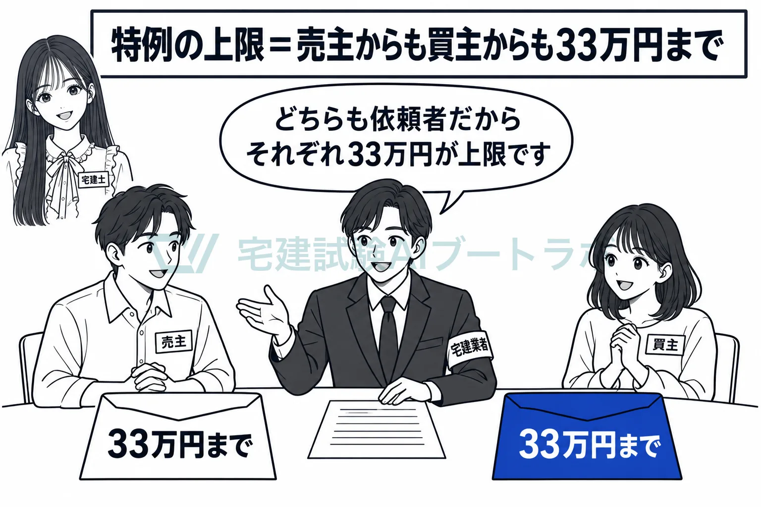 売主からも買主からも、それぞれ33万円まで。