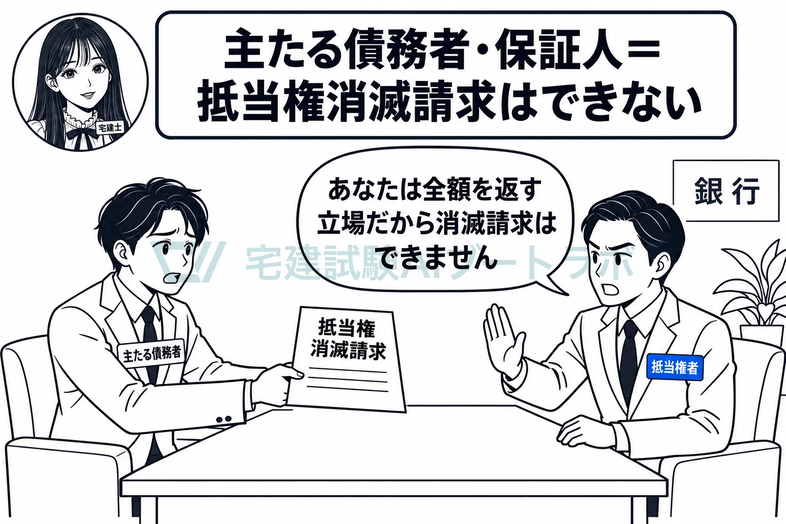 借りた本人は、抵当不動産を買い受けても消滅請求ができない。