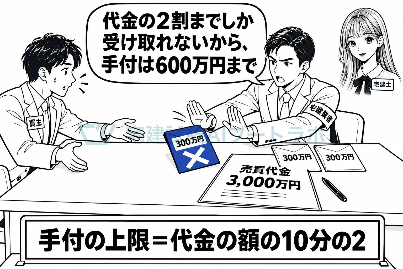 代金3,000万円なら、手付は600万円まで。