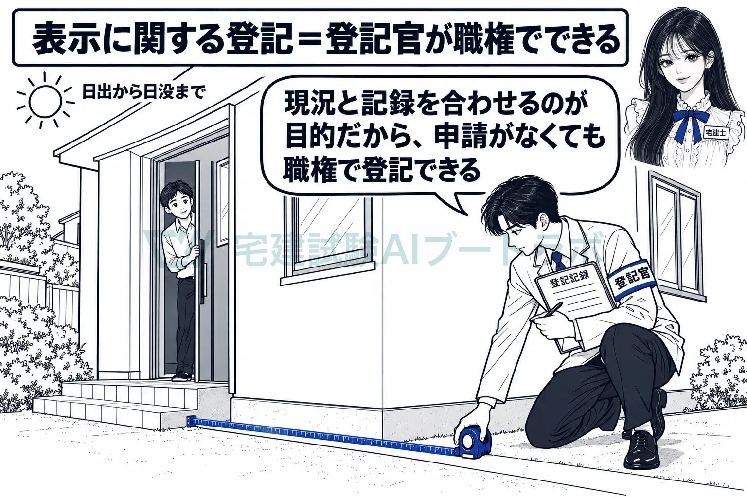 現況と記録を合わせるのが目的だから、申請がなくても登記官が職権でできる。