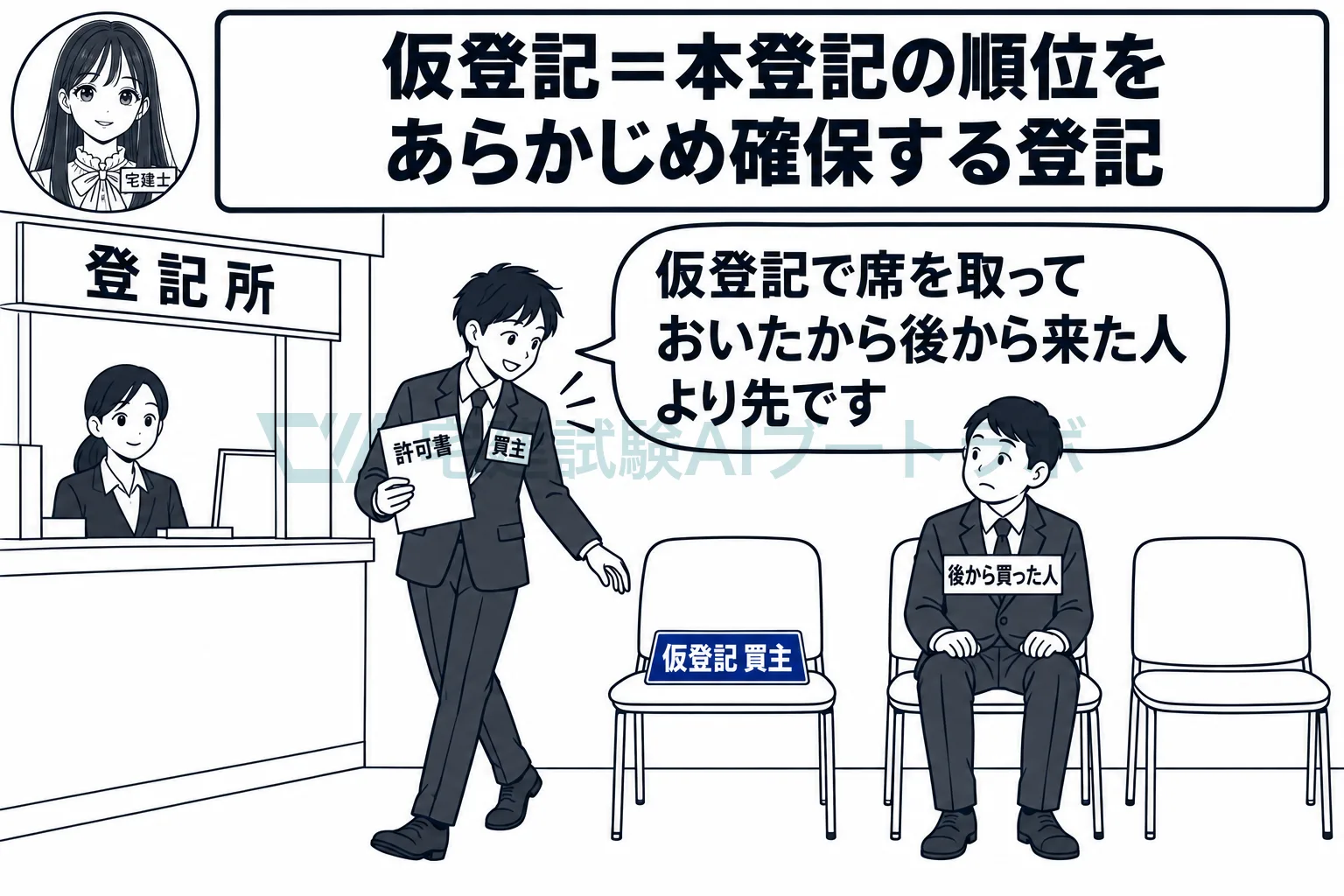 まだ本登記ができないときに、順番だけを先に押さえておく登記。