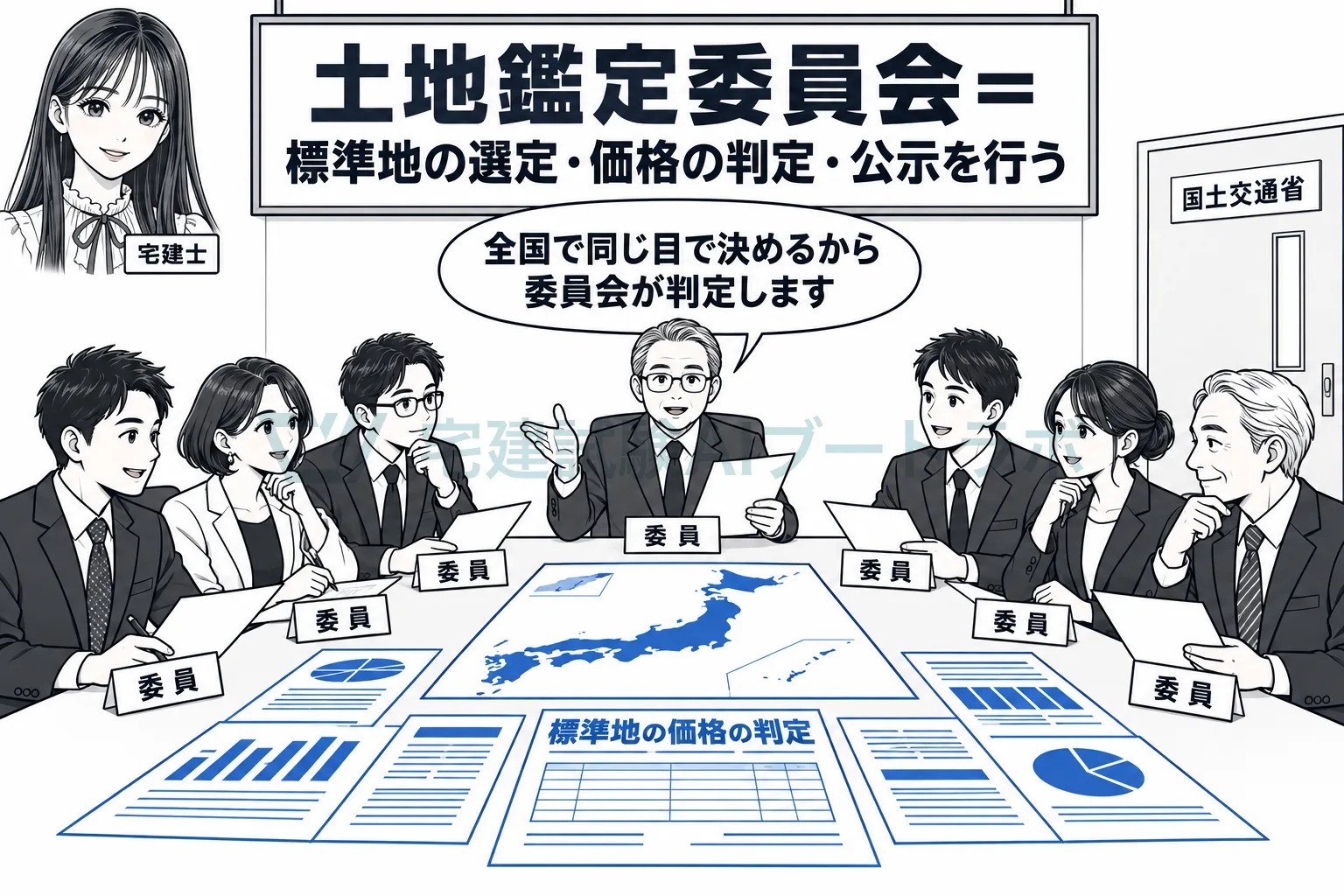 標準地を選び、価格を判定し、公示するのは土地鑑定委員会。
