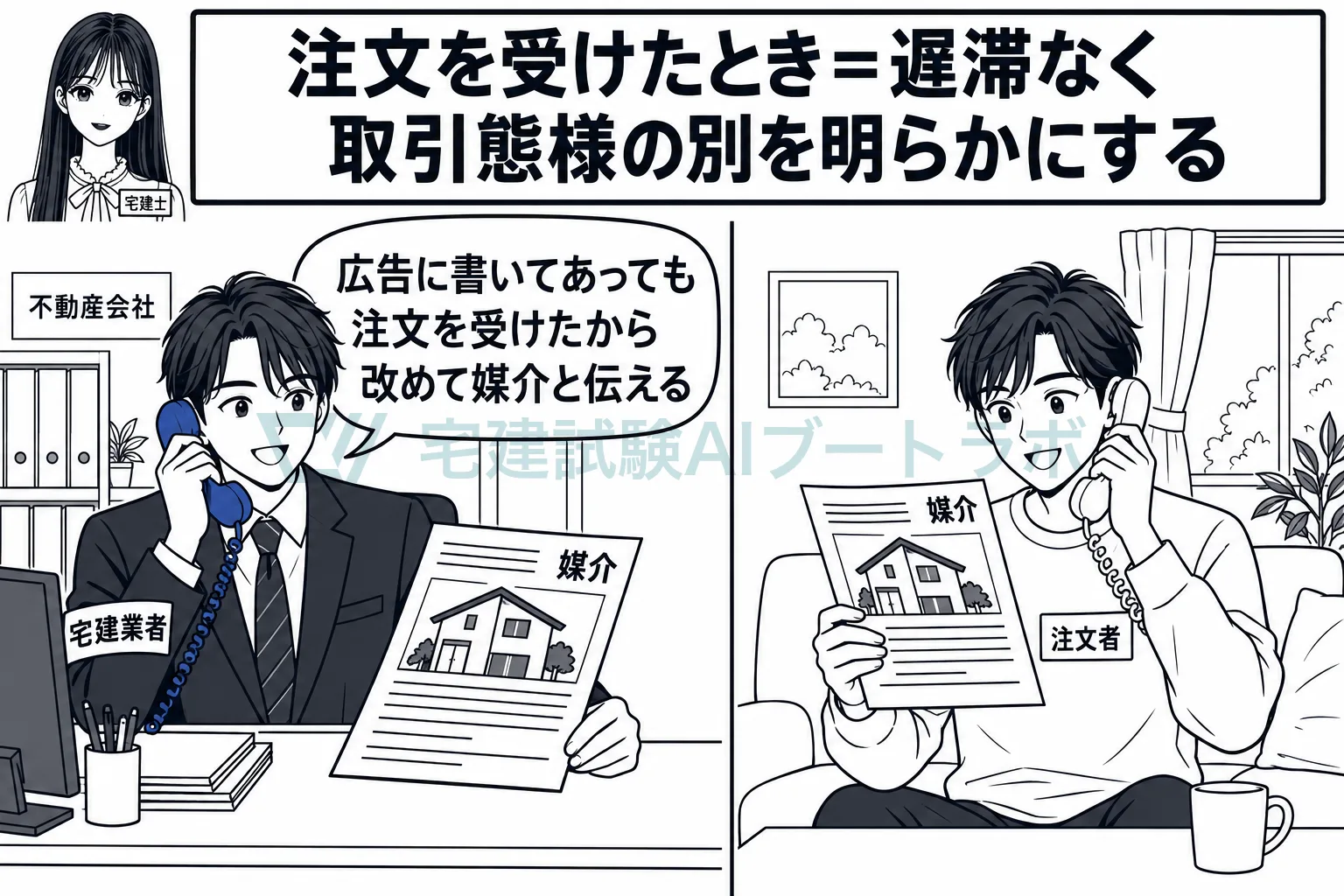 広告で明示していても、注文を受けたら改めて明らかにする。