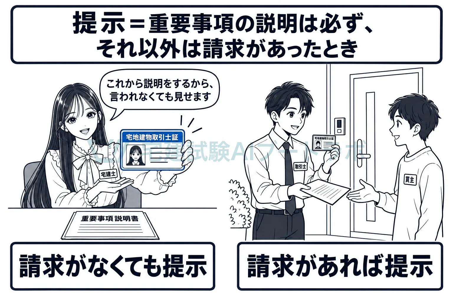 説明のときは請求がなくても提示、それ以外は請求があったときに提示。