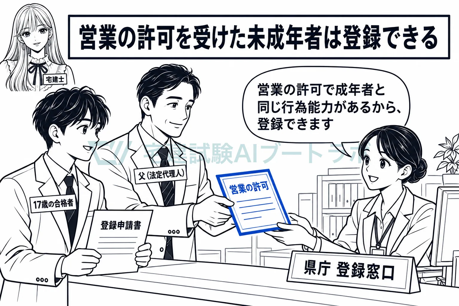 営業の許可を受けた未成年者は、登録を受けられる。