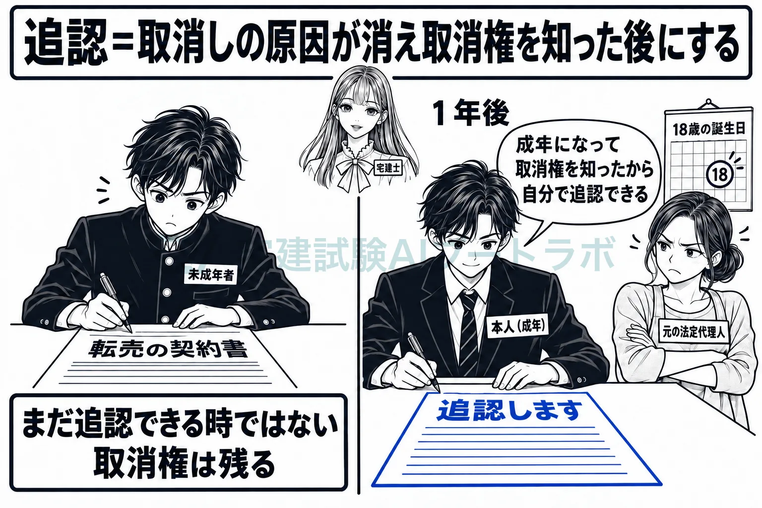 成年に達して取消権を知った後なら、本人が追認できる。