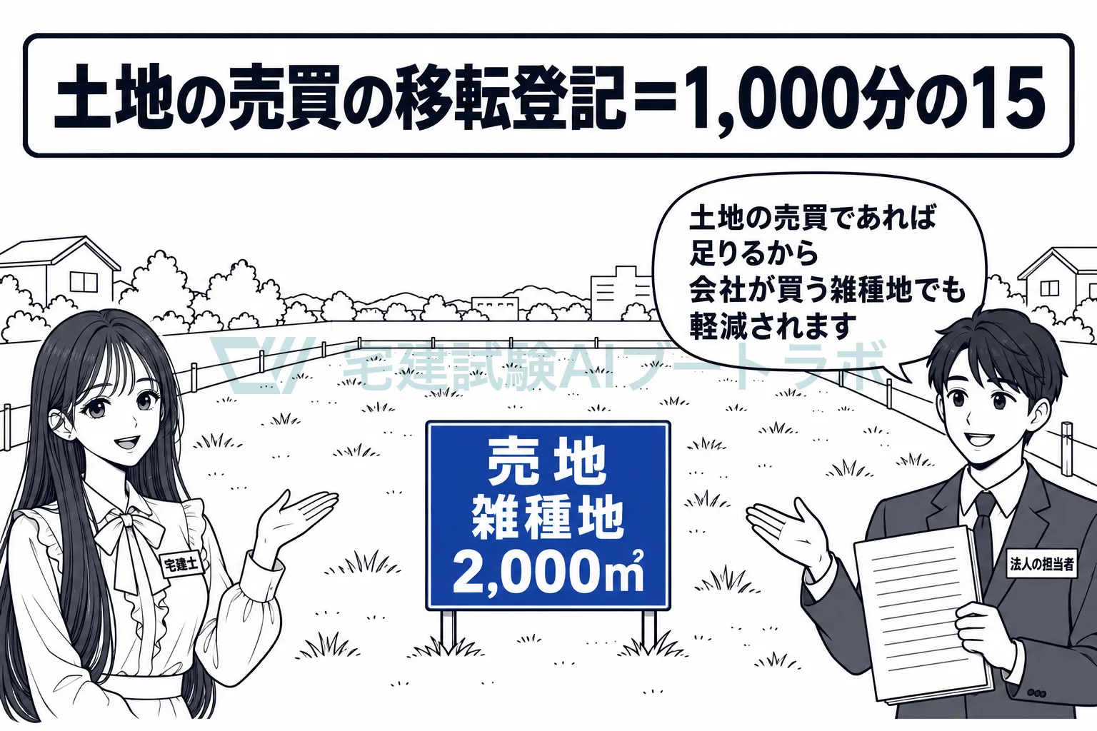 土地の売買なら、地目も面積も、個人か法人かも問わず軽減。