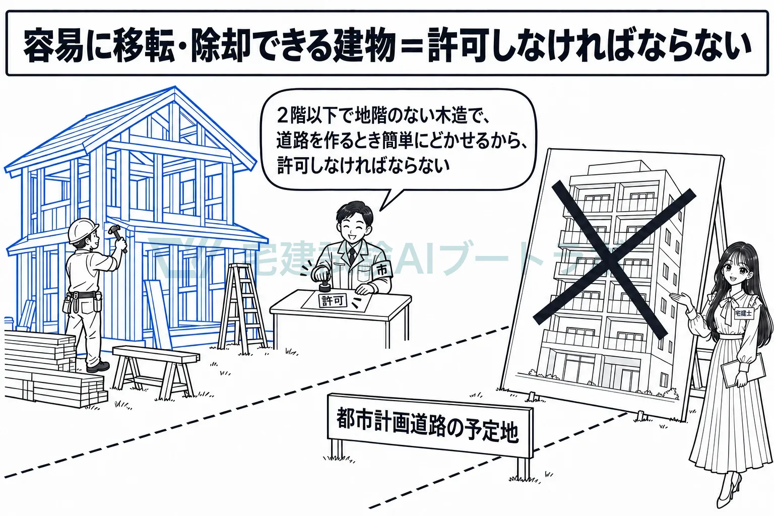 2階以下で地階のない木造なら簡単に動かせるから、許可しなければならない。